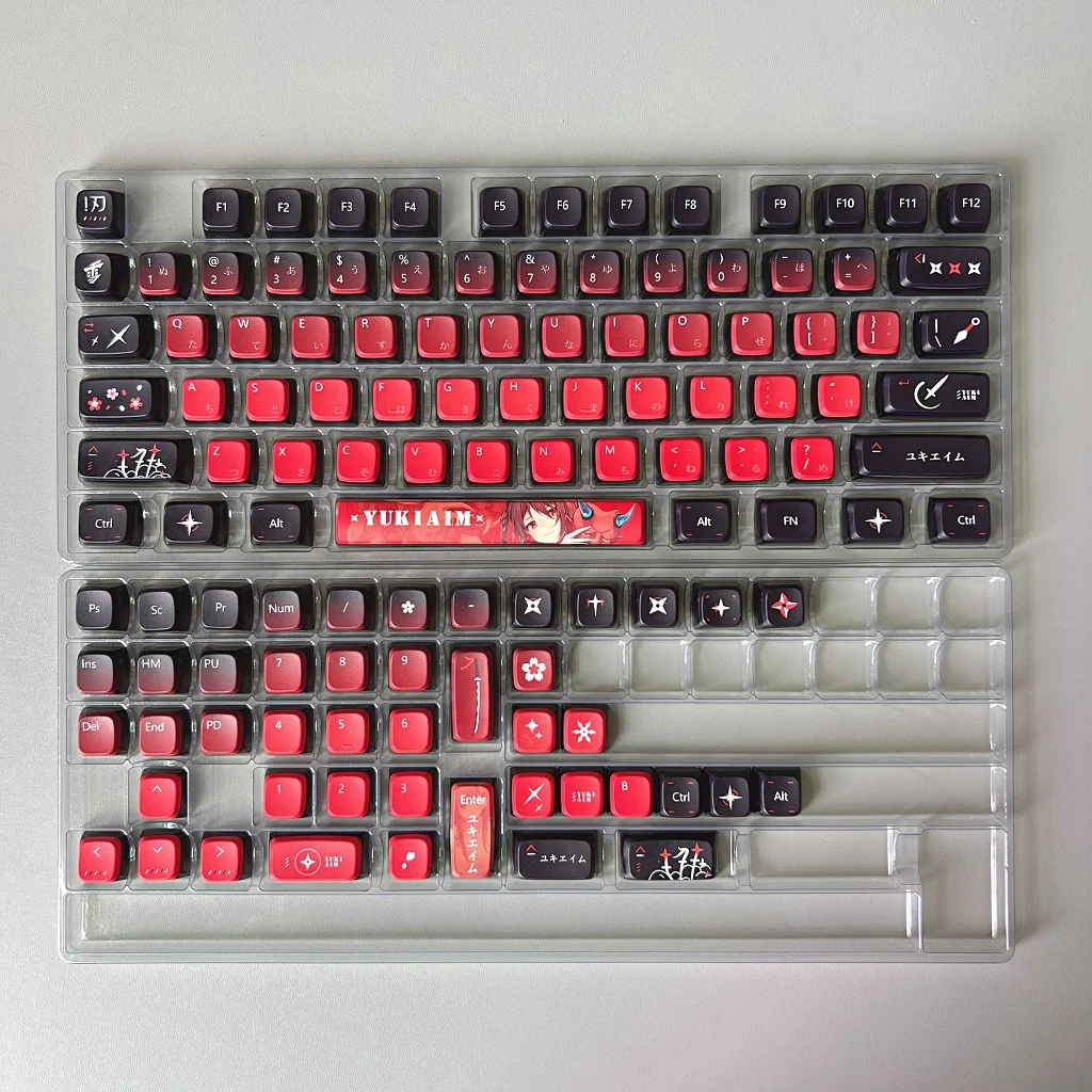 Keycap Jepang terang empat sisi PBT sublimasi lima sisi mendukung Wooting malam iblis, hujan 75