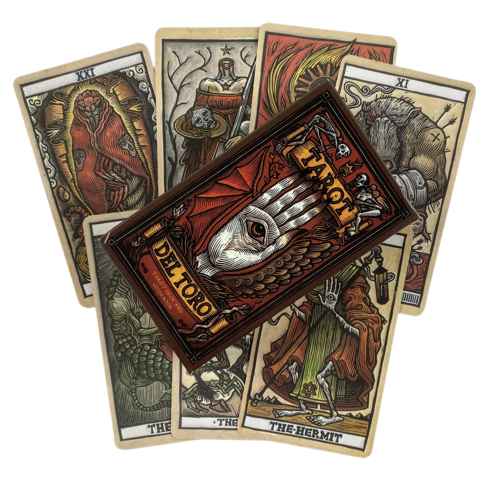 Tarot del A Tarot Deck und Leitfaden, inspiriert von der Welt von Guillermo del Toro, Neuheitsbuch, Kartenspiel-Deck-Spielzeug für Anfänger