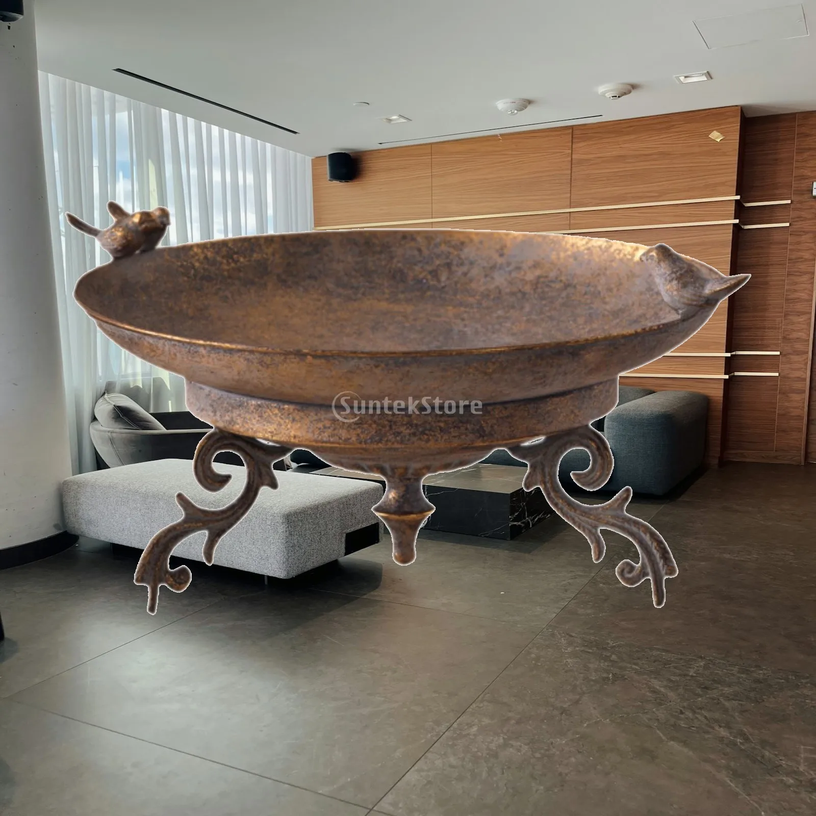 Garden Bird Bath Bowl Feeding Station Outdoor with Bird Decoration Landscape Housewarming Bird Feeder for Park Fence Porch
