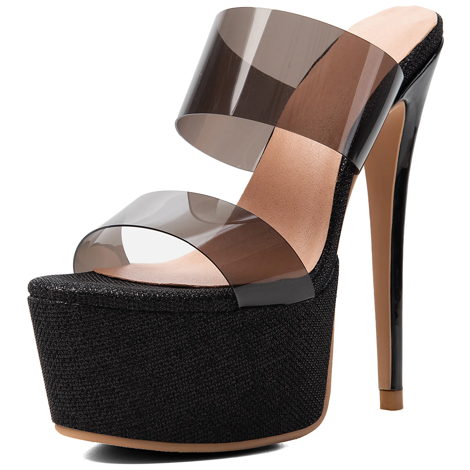 MKKHOU Fashion Pumps New High Quality Handmade Custom Shoes Round Head Shining Thick Bottom 16cm Super High Heel Sandals  Women