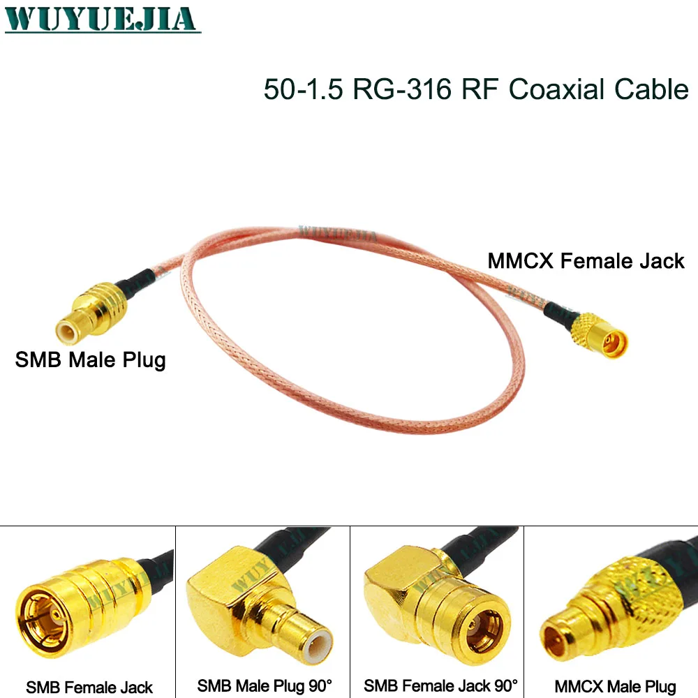 

SMB to MMCX Connection Extension Jumper RG-316 RF Adapter Cable MMCX Male or Female to SMB Male or Female Right Angle Connectors