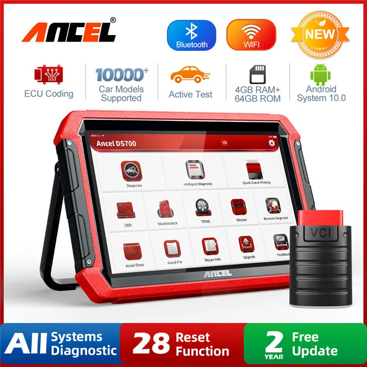 OBDII Tester Automotive Full System Diagnostic Ancel DS700  Code Reader Software 1-Year Warranty Engine Auto Scanner AC