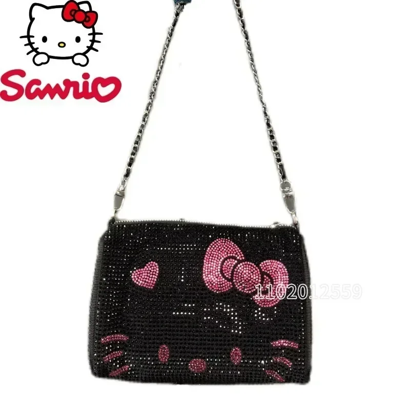 Hello Kitty New Women\'s Shoulder Bag Luxury Brand with Diamond Fashion Women\'s Shoulder Slant Bag Cartoon Cute Mini Women\'s Bag