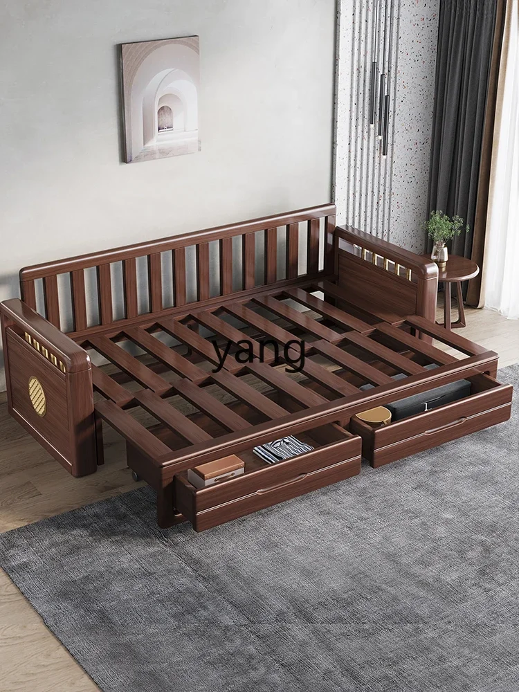 CX solid wood folding sofa bed walnut living room dual-purpose small apartment