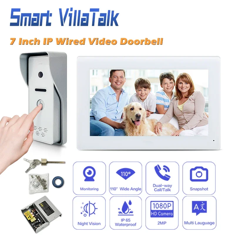 

New Innovation 1080P 2 million pixels intercom door phone video smart for apartments 2 monitors tuya audio smart system