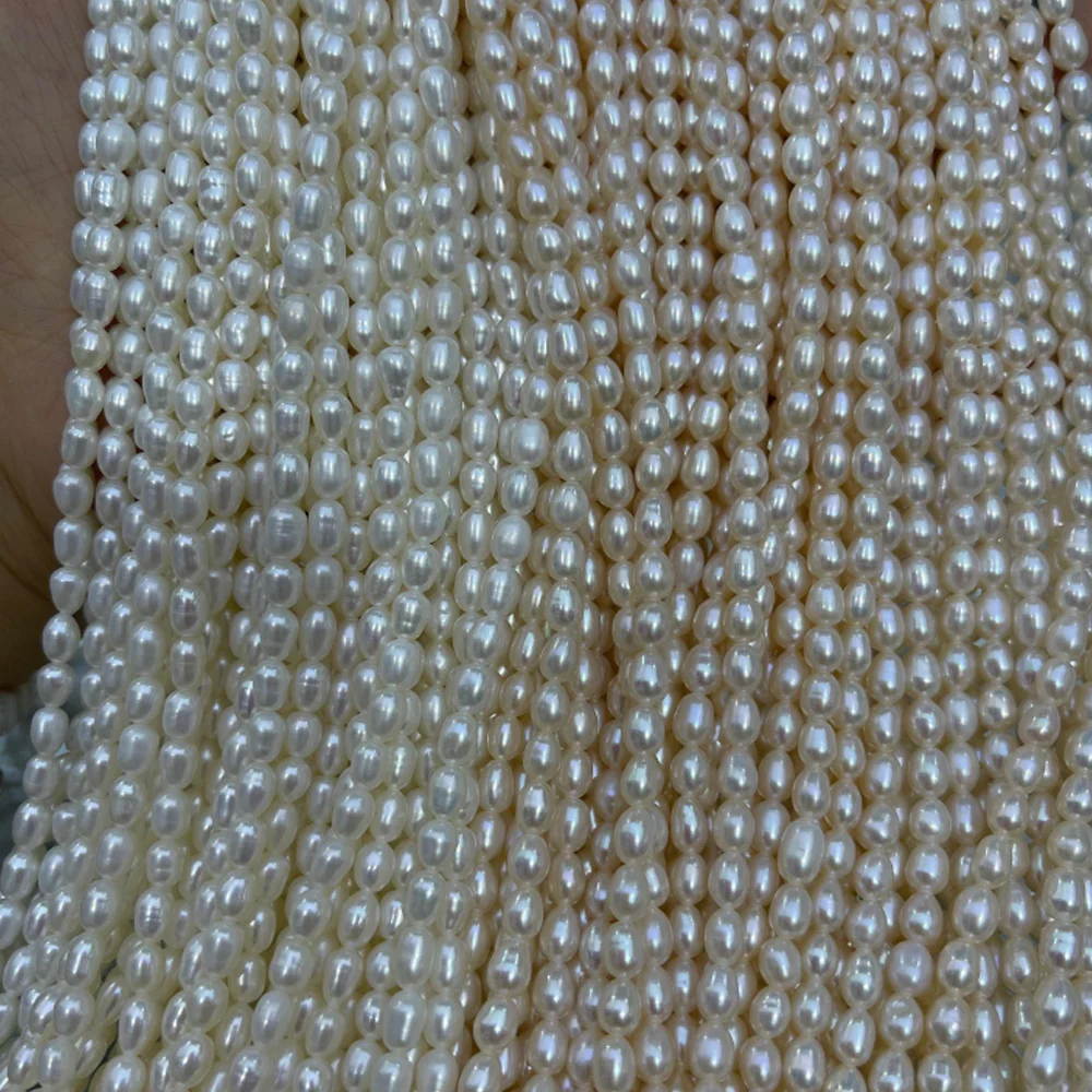 AAA 100% High Quality Natural Freshwater Pearls White Rice Loose Spacer Beads for Jewelry Making DIY Necklace Bracelet Accessory