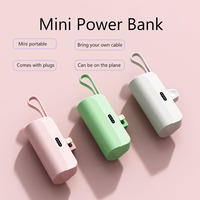 Mini Capsule Power Bank 10000mAh 2 IN 1 Built in Type-C Cable Large Capacity Fast Charging External Battery for IPhone Xiaomi