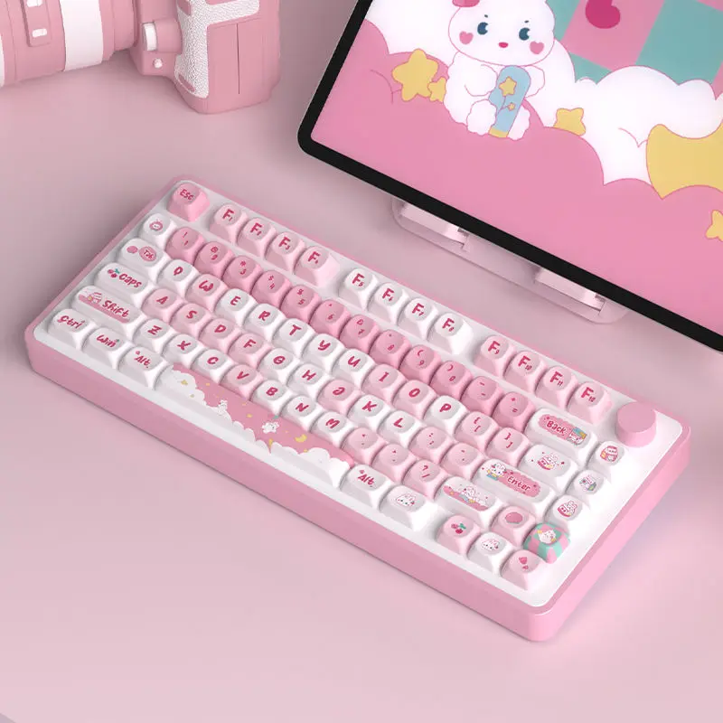 Snack Bunny Themed 138 Keys Keycaps MOT Profile Dye Sublimation PBT Keycap for Gateron Cherry MX Switches Mechanical Keyboard