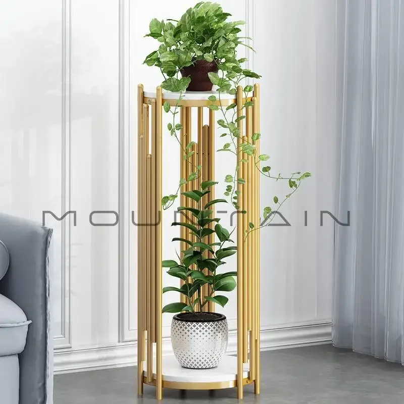 Flower shelf living room floor-to-ceiling shelves balcony layout is simple and modern