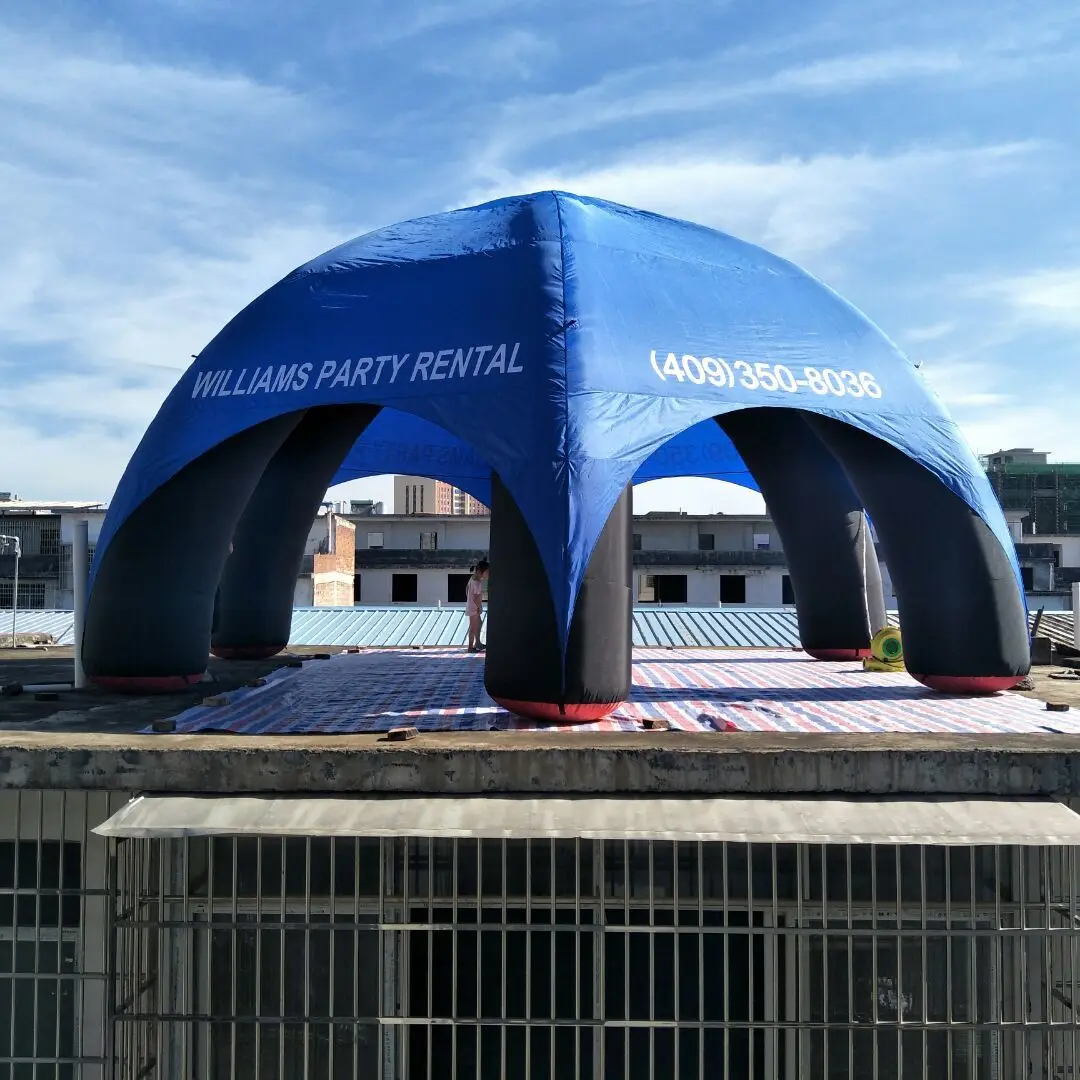 เส้นผ่านศูนย์กลาง 8 เมตร 6 เสา Blue Inflatable Spider เต็นท์ Inflatable Gazebo Marquee เต็นท์โดมกลางแจ้งสําหรับกิจกรรม