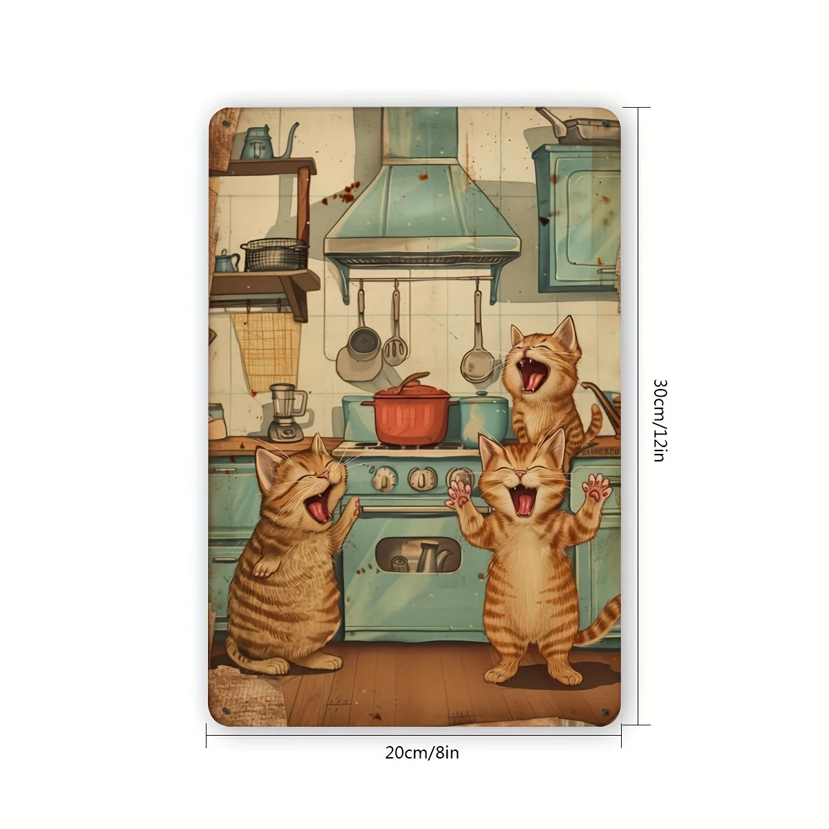 Vintage Cat Antics Metal Tin Sign - Playful Cats in Retro Kitchen Decor Foil Engraving Wall Art, Iron Hanging Sign for Home, Bed