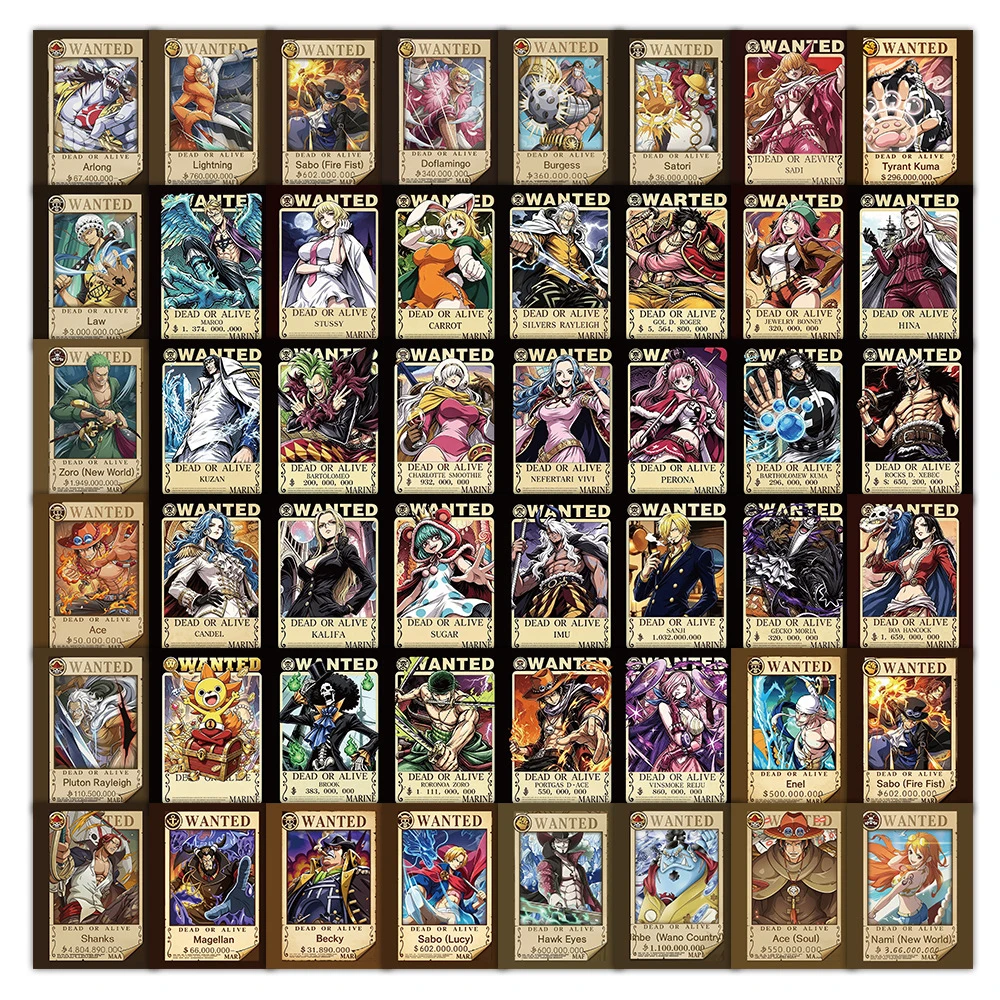 10/30/50pcs Anime ONE PIECE Stickers Luffy Wanted Posters Sticker Waterproof DIY Phone Notebook Guitar Cool Cartoon Decals Decor