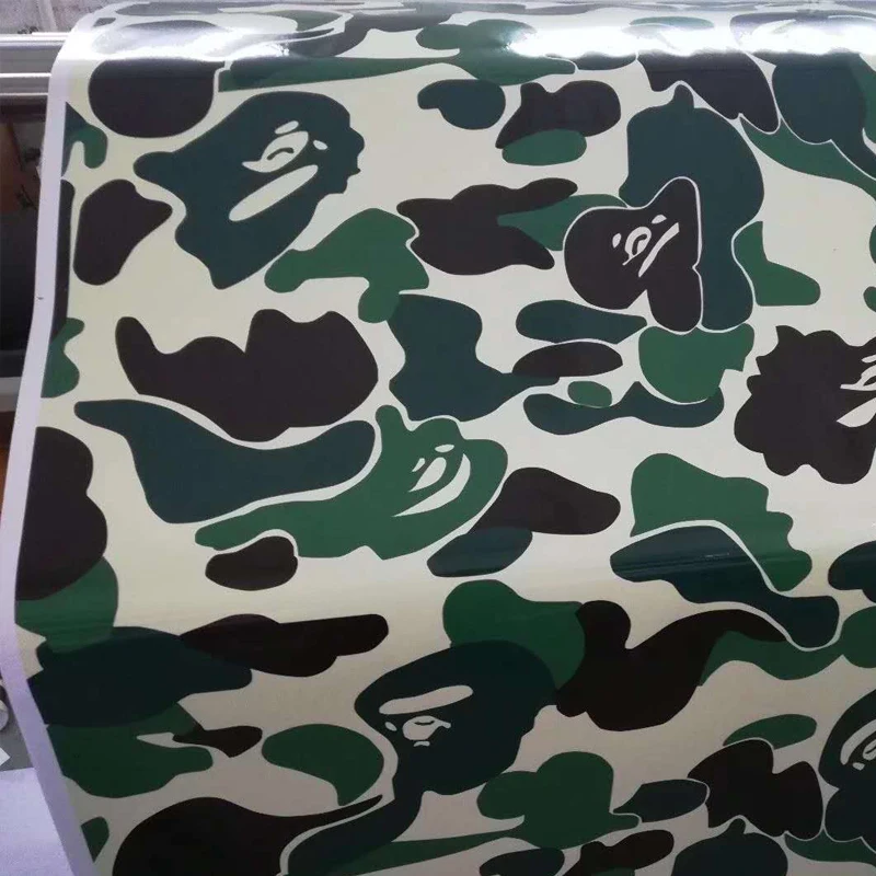 Glossy Black green white Camo Vinyl Car Wrap Film Camouflage Vinyl Wrapping Car Sticker Computer Laptop Cover Scooter Motorcycle