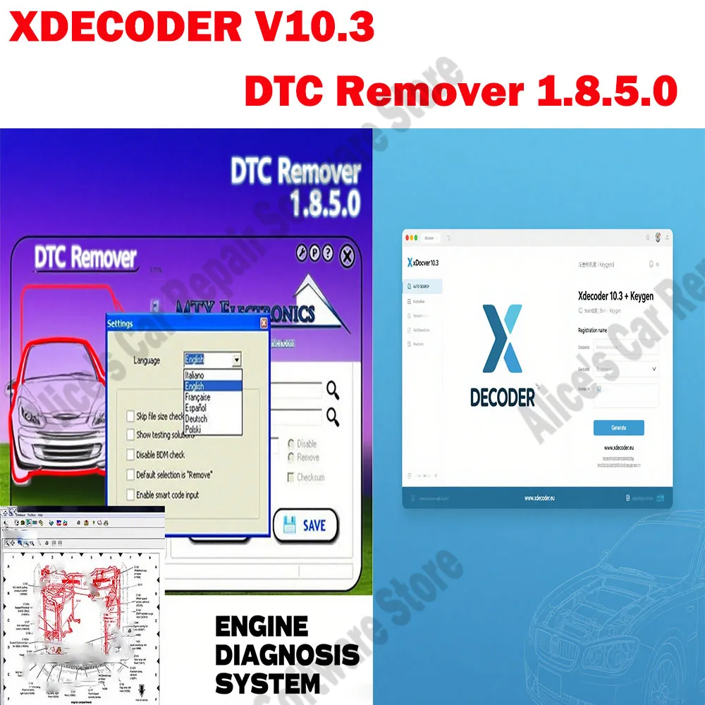 

Latest Car Repair Software XDecoder 10.3 DTC Remover DTC OFF Delete Software Disable Error off DTC Remover for many Laptops