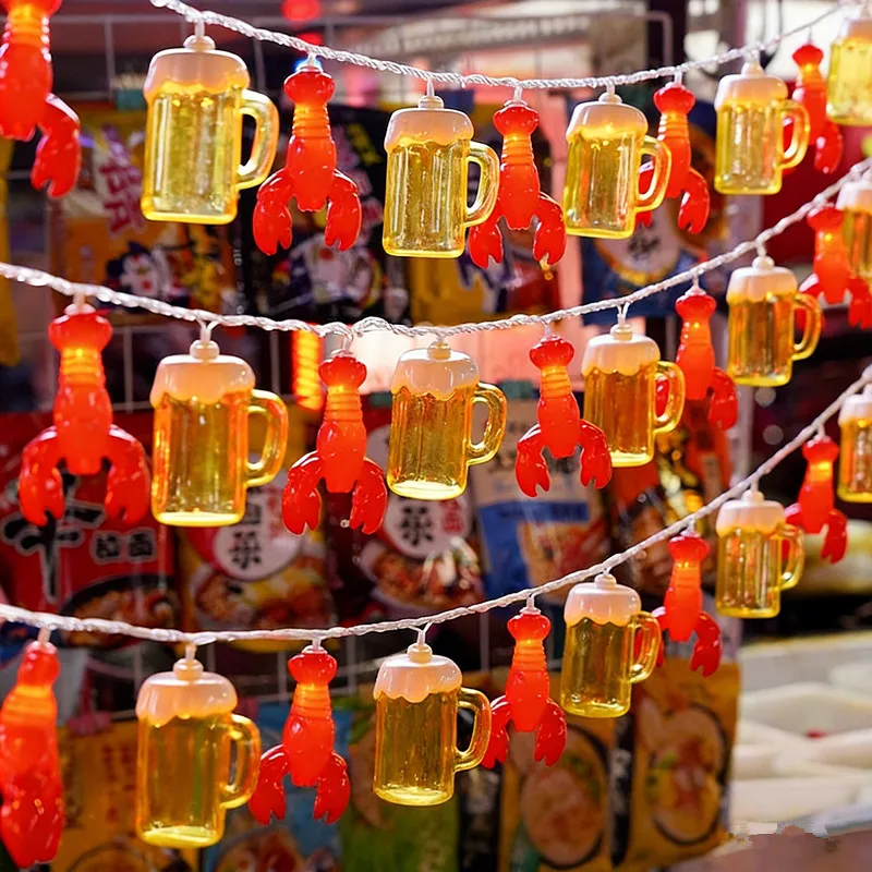 Bierglas, Hummer, Nachtmarkt, Stände, Lichterkette, Feenlampe, Sommerparty, Urlaub, Camping, Heimdekoration, LED – Detail 9
