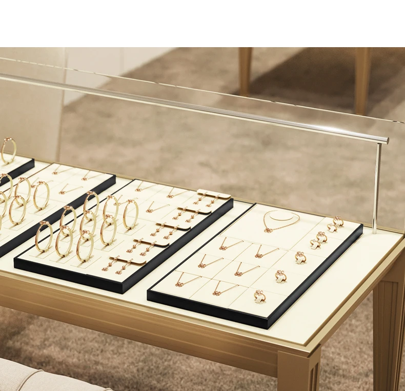 Oirlv Beige Schmuck-Display-Set für Ringe, Ohrringe, Armbänder, Halsketten, Organizer-Tablett aus Leder und Mikrofaser, Ausstellungszubehör für Juweliergeschäfte – Detail 9