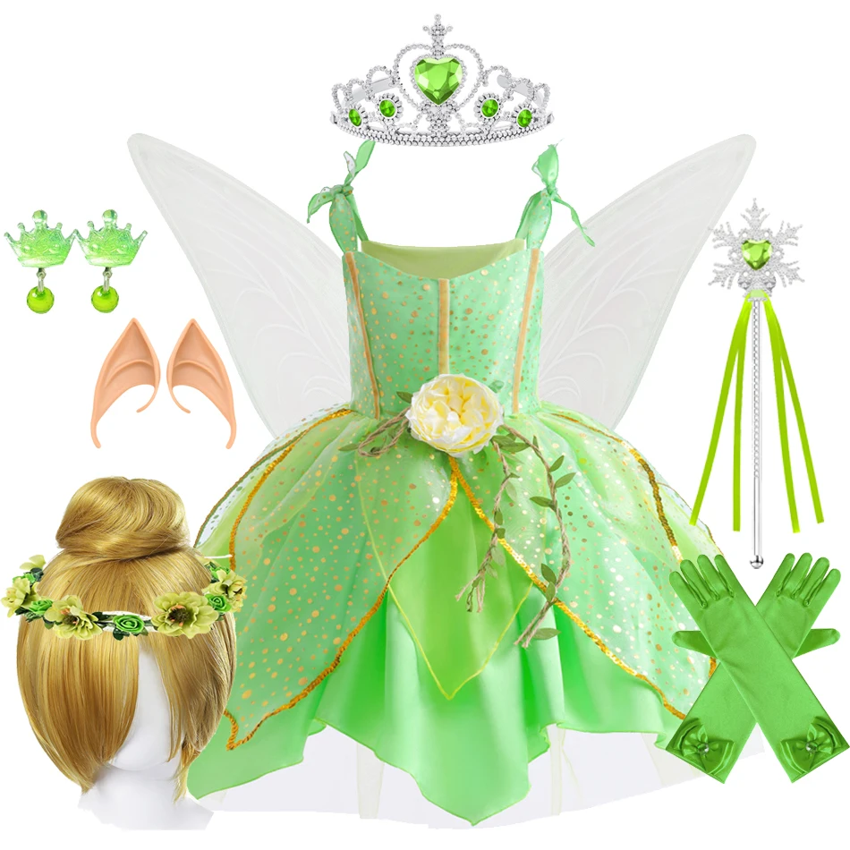 

Tinker Bell Costume for Girls Sweet Princess Dress Festival Cosplay Dresses Elves Act as Girls on Stage