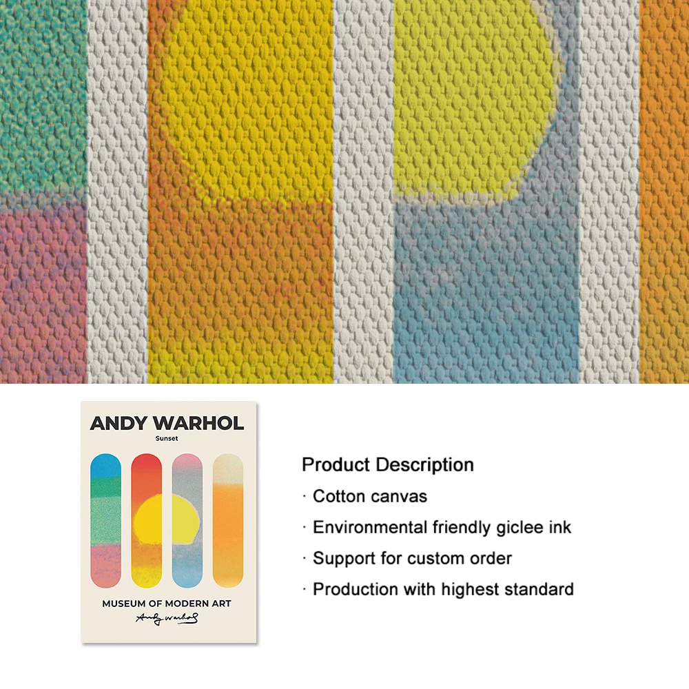 Andy Warhol Sunset Colorful Pop Art Canvas Painting Nordic Modern Posters And Prints Wall Art Picture For Living Room Home Decor