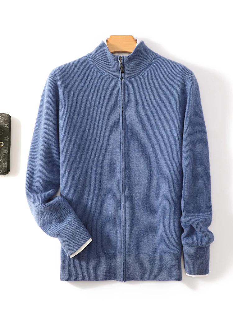 2025 أساسيات الرجال 100% ميرينو الصوف سترة الخريف الشتاء سترة سميكة فضفاضة غير رسمية لينة الدافئة وهمية الرقبة تريكو الملابس القمم