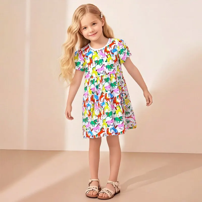 

Little maven Summer Vestidos Gifts Cartoon Unicorns Print Baby Girls Princess Dress Kids Clothes Cotton Girl Casual Dresses 2-7Y