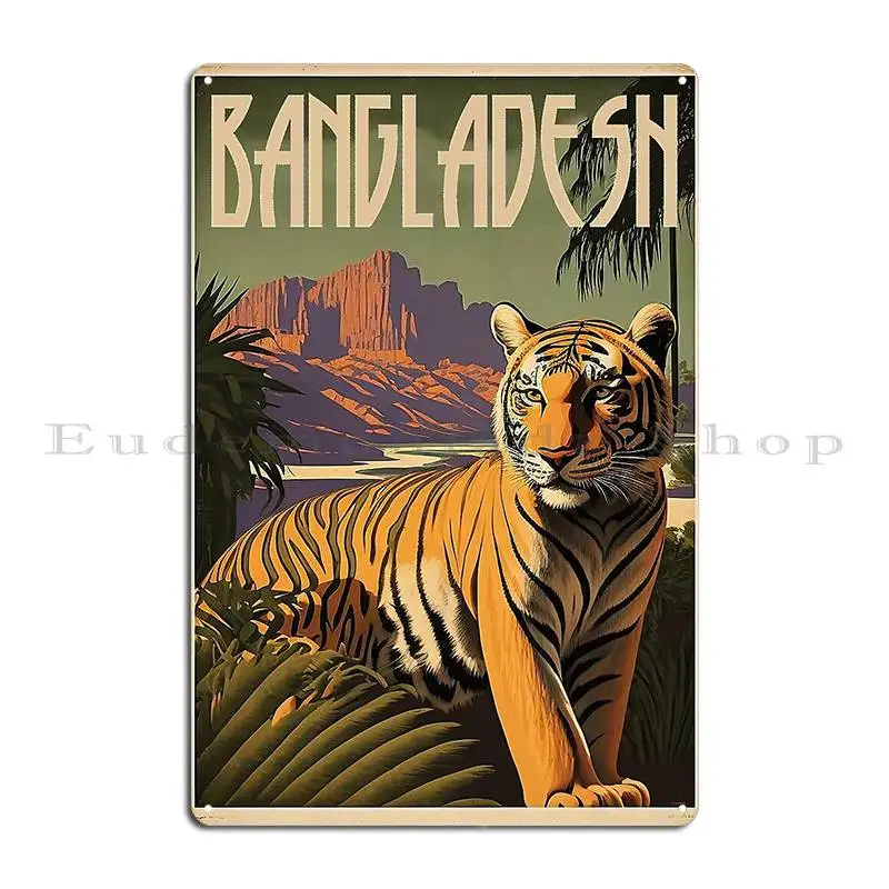 Bangladesh Tiger Vintage Travel Art Poster Metal Plaque Poster Printing Garage Create Garage Iron Tin Sign Poster