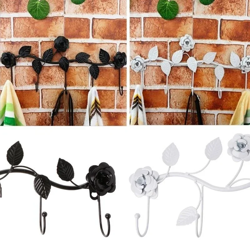 Vintage Iron Hook Clothes Hook Rose Wall Hook Creative Rose Hook Nail Wall Organizer Holder Wall Decor