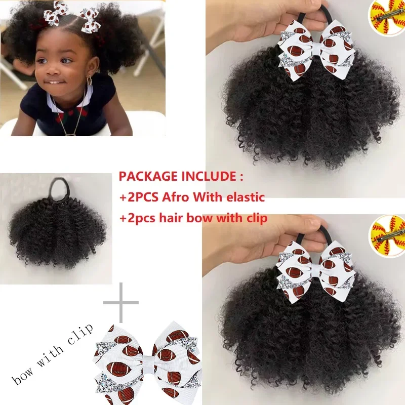 2 SET/PACK Kinder-Haarknoten, Afro-Puff für Kinder, weich wie natürliches Echthaar, Handgefühl, Marley Kinky Bulk für Haare, Mädchen mit Gummizug – Detail 7