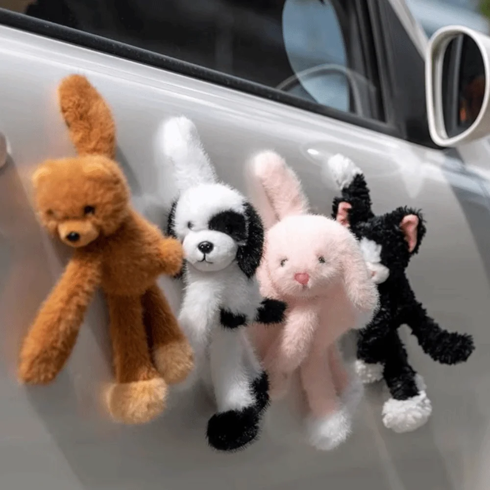 Met magnetische kleine beer knuffelen knuffels creatieve collectie klein konijn knuffel gevuld Kawaii kleine hond dierenpop