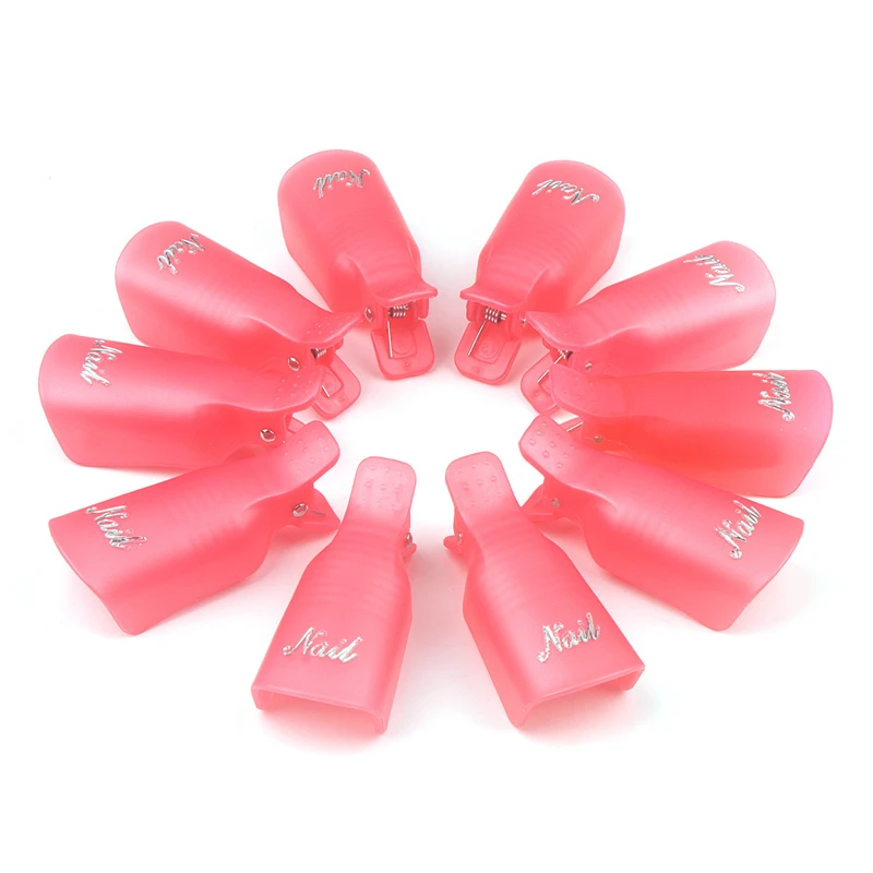 10pcs Nail Clips Gel Polish Remover Nail Art Soaker Caps UV Degreaser Polish Remover Tool Plastic Clips Soak Off Caps Wraps