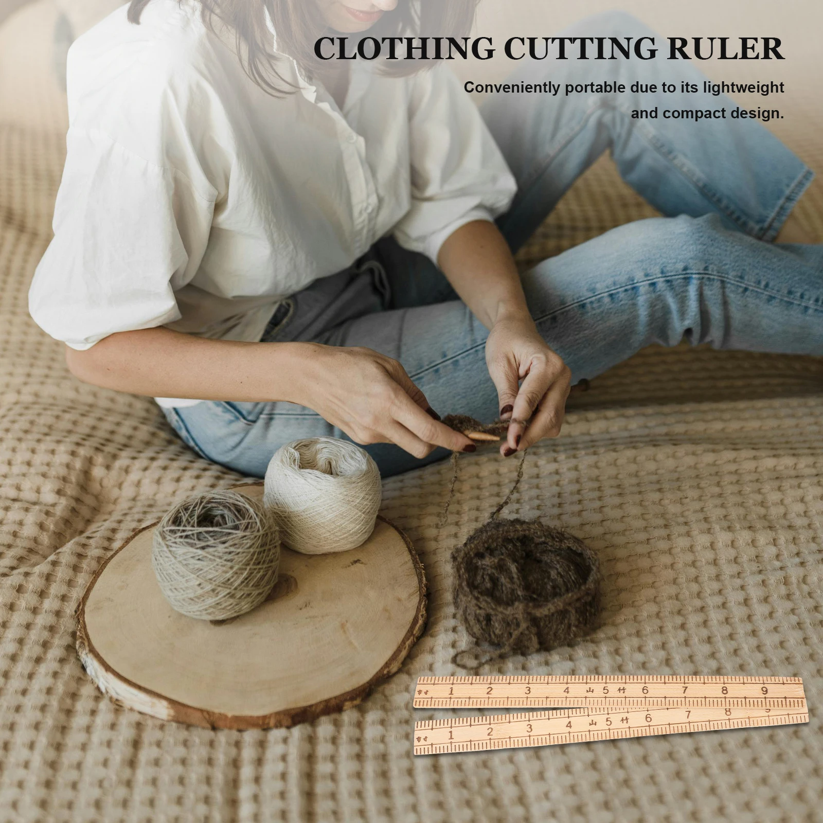 2 Pcs Wood Measuring Ruler Tailor Sewing Essentials Clothing Rulers Tools and Accessories Dressmaking