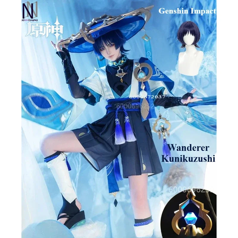 

Genshin Impact Game Scaramouche Wanderer Kunikuzushi Cosplay Outfit With Wig Hat Ideal For Halloween Costume Party Eventx,3;b'2.