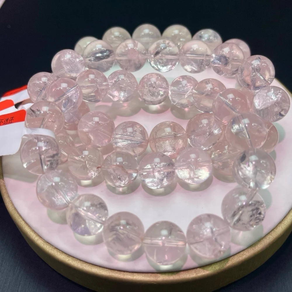 12mm Natural Azeztulite Rose Quartz Bead Bracelet Healing Crystal Charm Bracelets for Women Energy Jewelry Gift 1PCS