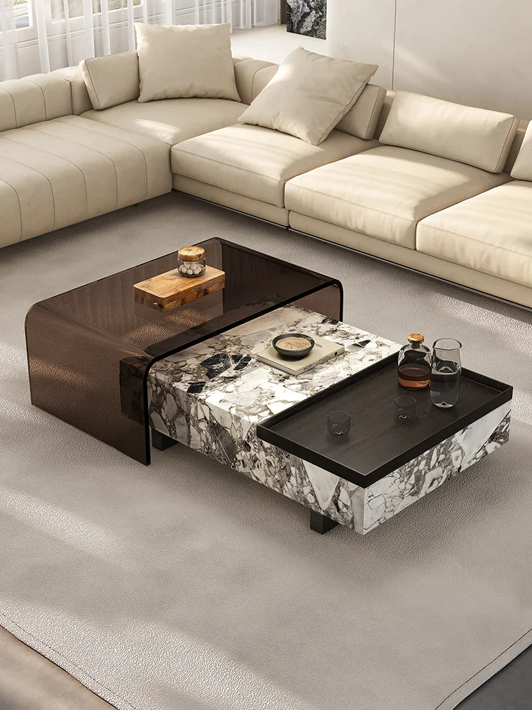 

журнальный столик American Living Room Light Luxury Modern High-Grade Designer Italian Pure Natural Marble Tea Table