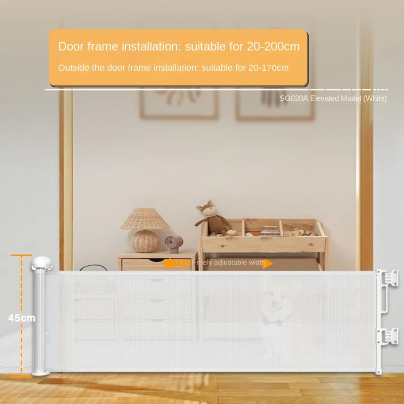Safety Gate Railing, No Drilling Required, Adjustable, Easy to Install Staircase Safety Guardrail 45 cm High Width 150 cm/200 cm