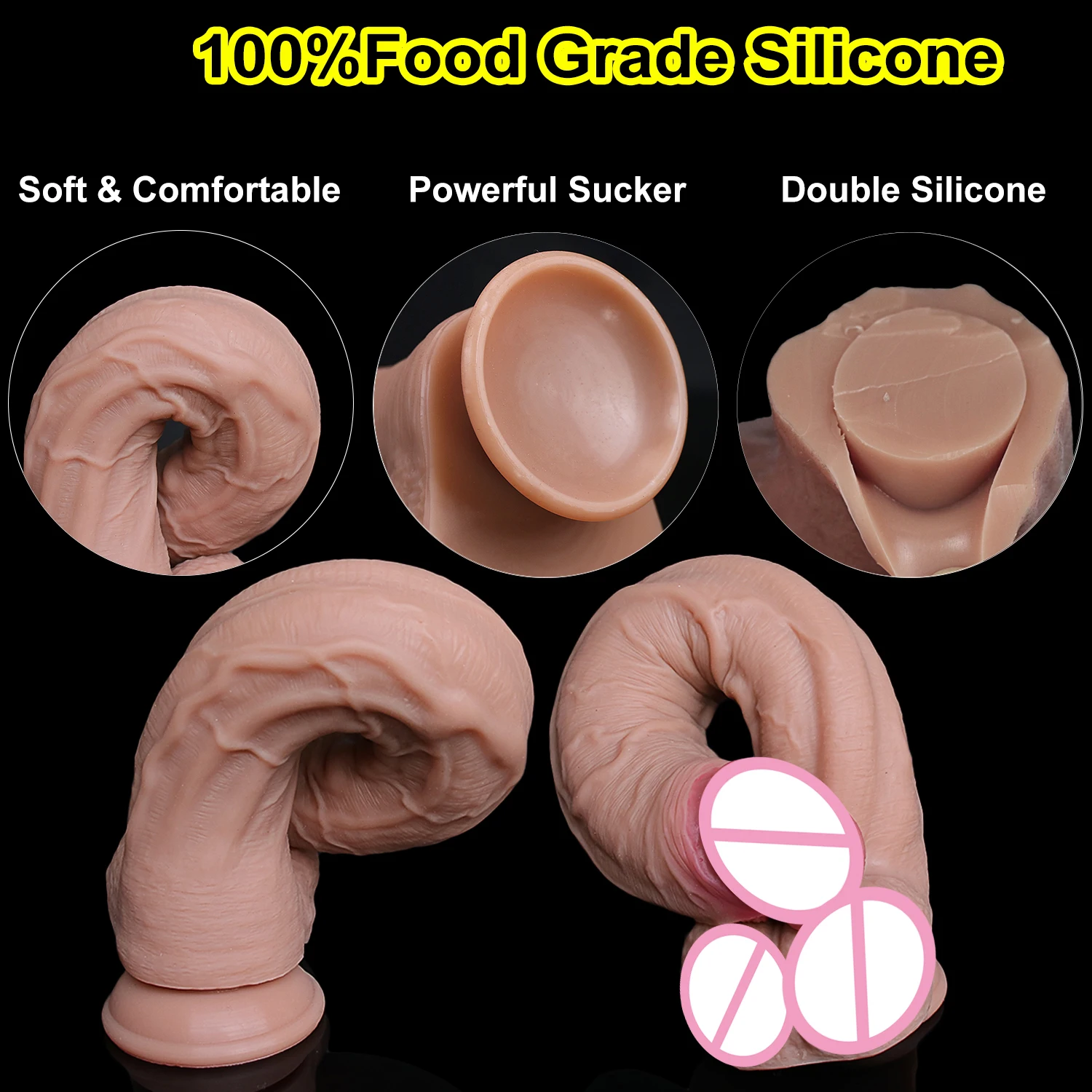 Cheap 5 Sizes Silicone Big Dildo Realistic Skin Feel Fake Penis Soft Small Cock Woman Man Masturbation Suction Cup Anal Sex Toys view 5