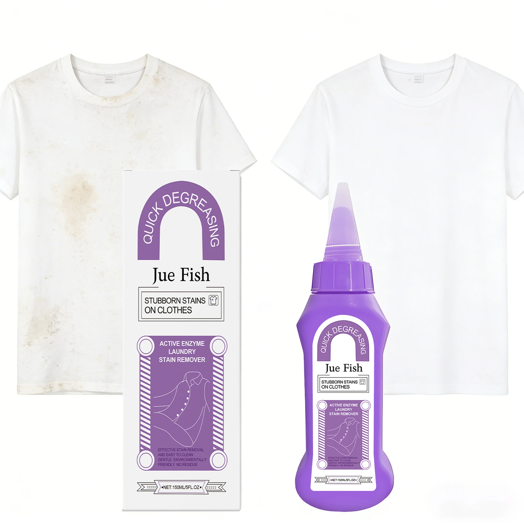 150ML Active Enzyme Laundry Stain Remover Powerful Decontamination Long Lasting Fragrance Softening Smoothing Fabric Cleaner