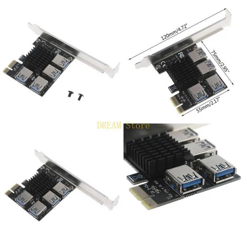 PCIe Adapter 1x to 16x Mining Riser Card 1 to 4 USB Multiplier for BTC Miner best sale