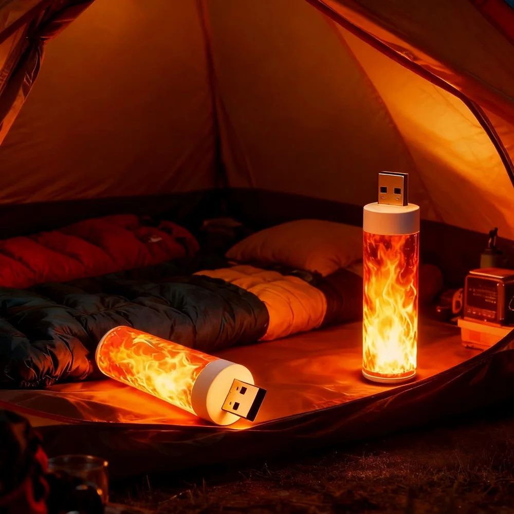 USB Flame Light Simulation Of Real Flame Effect 5V LED Atmosphere Lamp Flickering Fire Bulb Bedroom Party Christmas Decoration