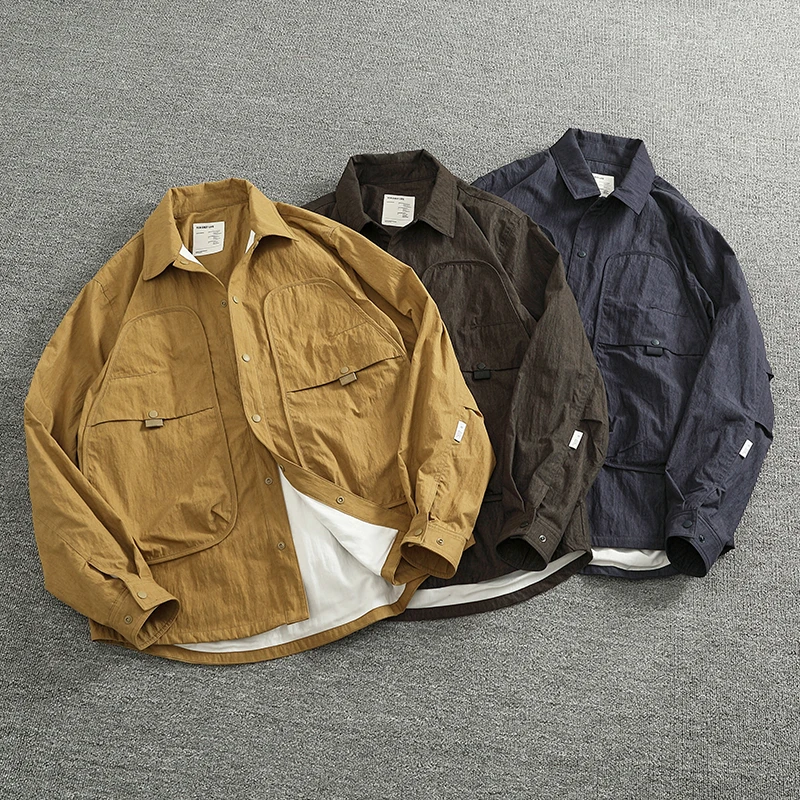 2025 new high arcade can wind loose jacket jacket men\'s fashion all-in-one lapel waterproof outdoor work shirt