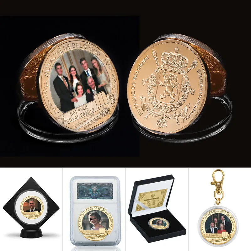 Belgium Belgian Royal Family Gold Plated Commemorative Challenge Coin Souvenir Business Gift for Friends Collection Gift for Man