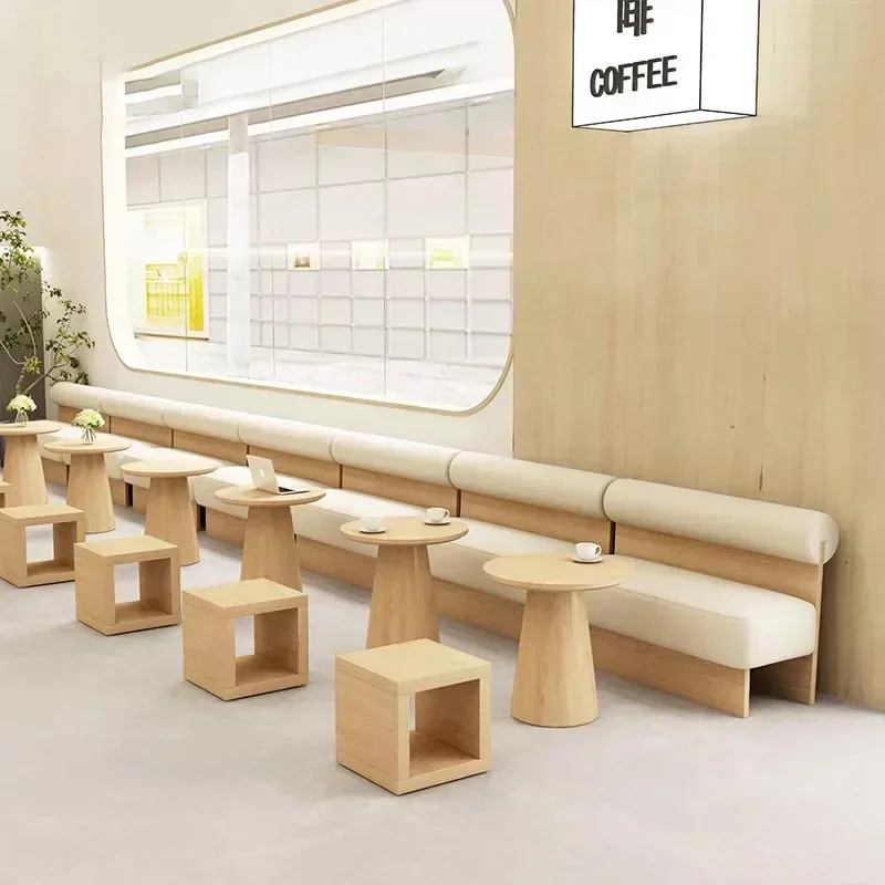 Nordic Style Booth Bench Seating Coffee Shop Restaurant Table Chairs Set Fast Food Furniture Leather Dining Sofa Furniture