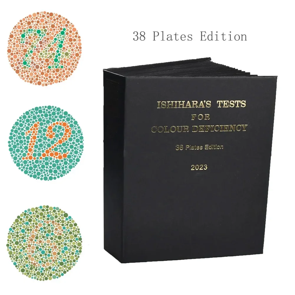 19*14.8*4cm Color Blindness Test 38 Piece Optometry Test Kit Color Vision 38 Test Plates Blue Yellow Brightness