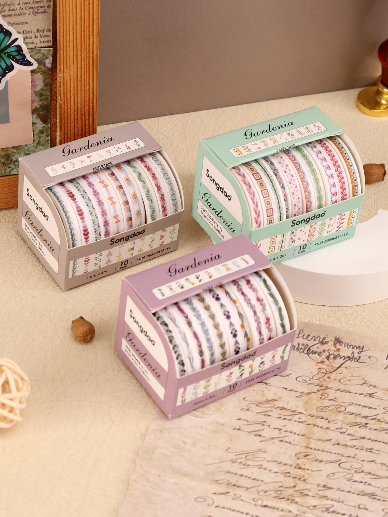 

10rolls/Box Dividing Line Washi Tape For Creative Journaling Scrapbooking Supplies Masking Tape Color Aesthetic Decorative Tape