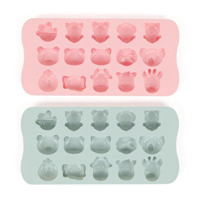 15 شبكة قالب من السيليكون للخبز الكرتون الشوكولاته البسكويت قالب الحيوان آيس كيوب صينية لتقوم بها بنفسك أداة زخرفة الكعكة قطاعات الكب كيك