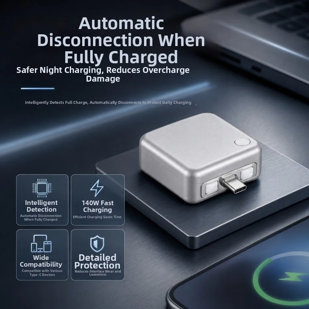 140W Auto Eject Charger Battery Protection Mobile Phone Charging Accessories Auto Stop Charging Adapter Automatic Eject