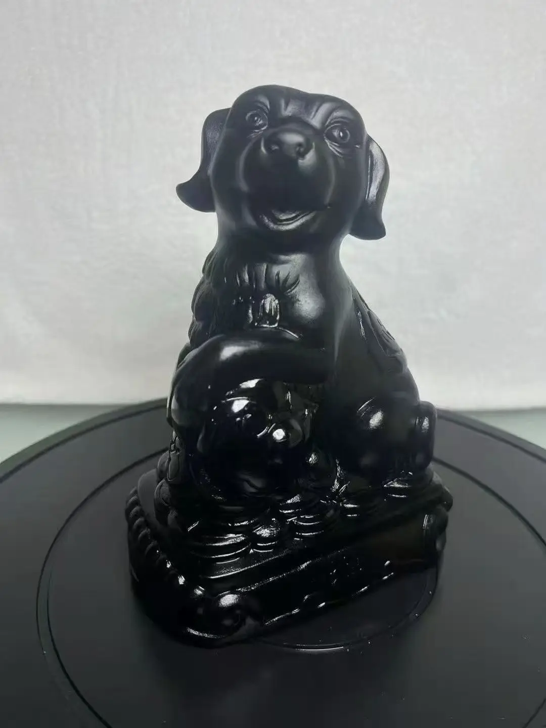 Natural Obsidian Crystal Hand-Carved Black Dog, With Healing Energy, Decorative Demagnetizing Gift, For Purification And Meditat