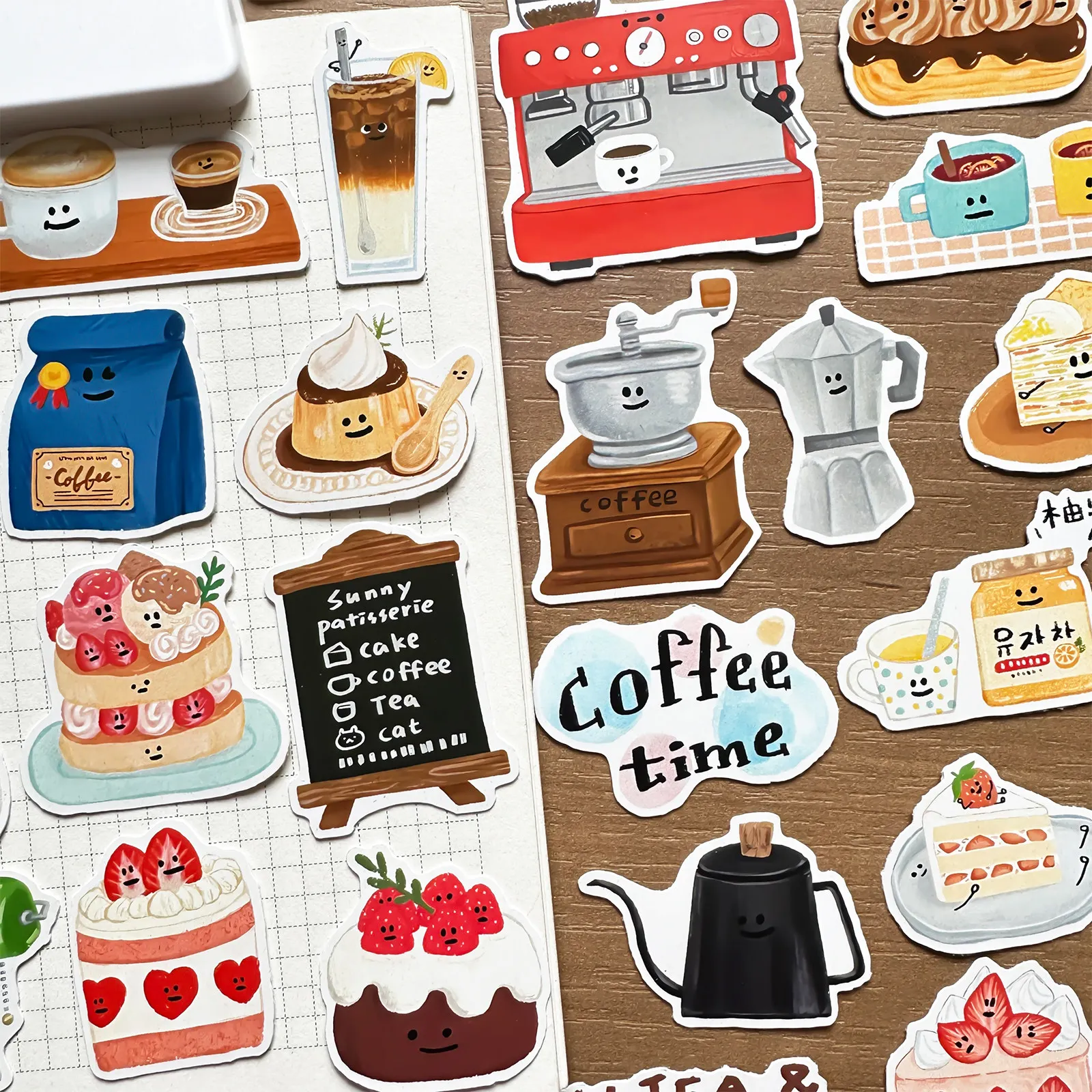 Coffee Tea Journal - Stiker Makanan Kartun Lucu untuk Teh