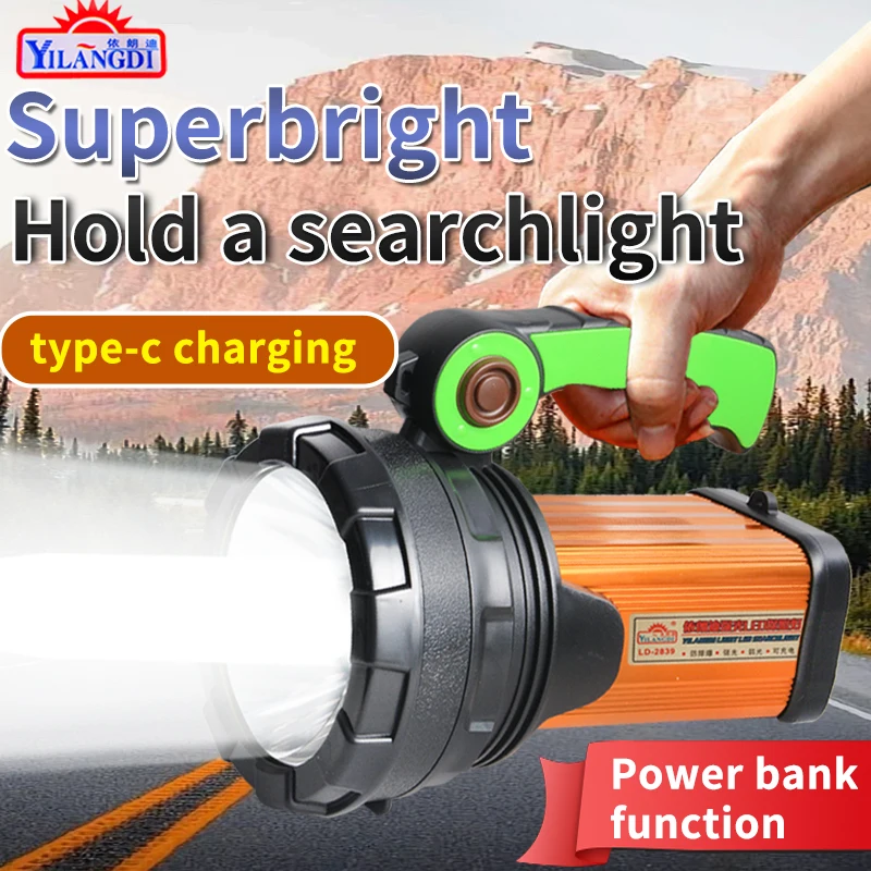 

High Power 60W Searchlight USB Rechargeable LED Flashlight Strong Light Long Range Outdoor Camping Light