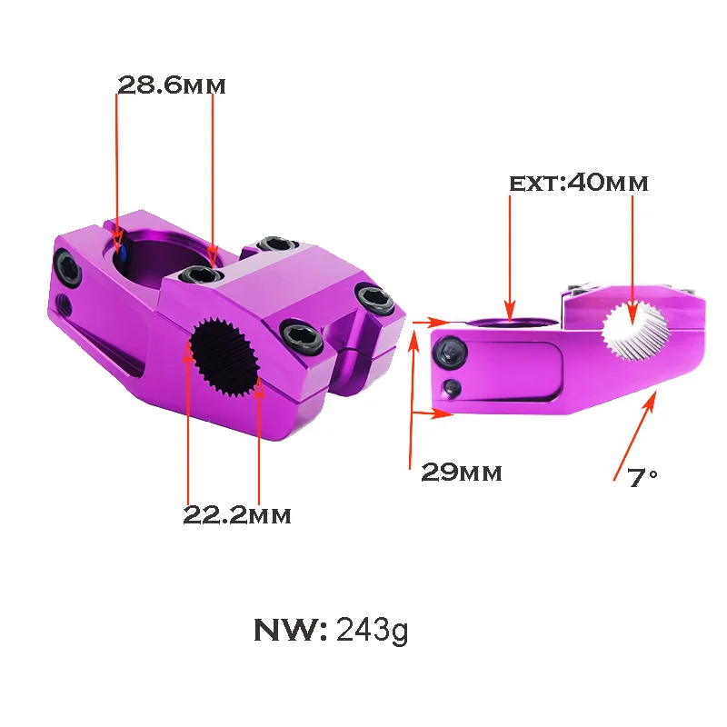 VOLE BMX Vorbau V-MX4 CNC Leichter Aluminiumlegierungs-Vorbau 22,2*28,6mm Fahrradlenker-Vorbau für Street Freestyle Bike Zubehör – Detail 6