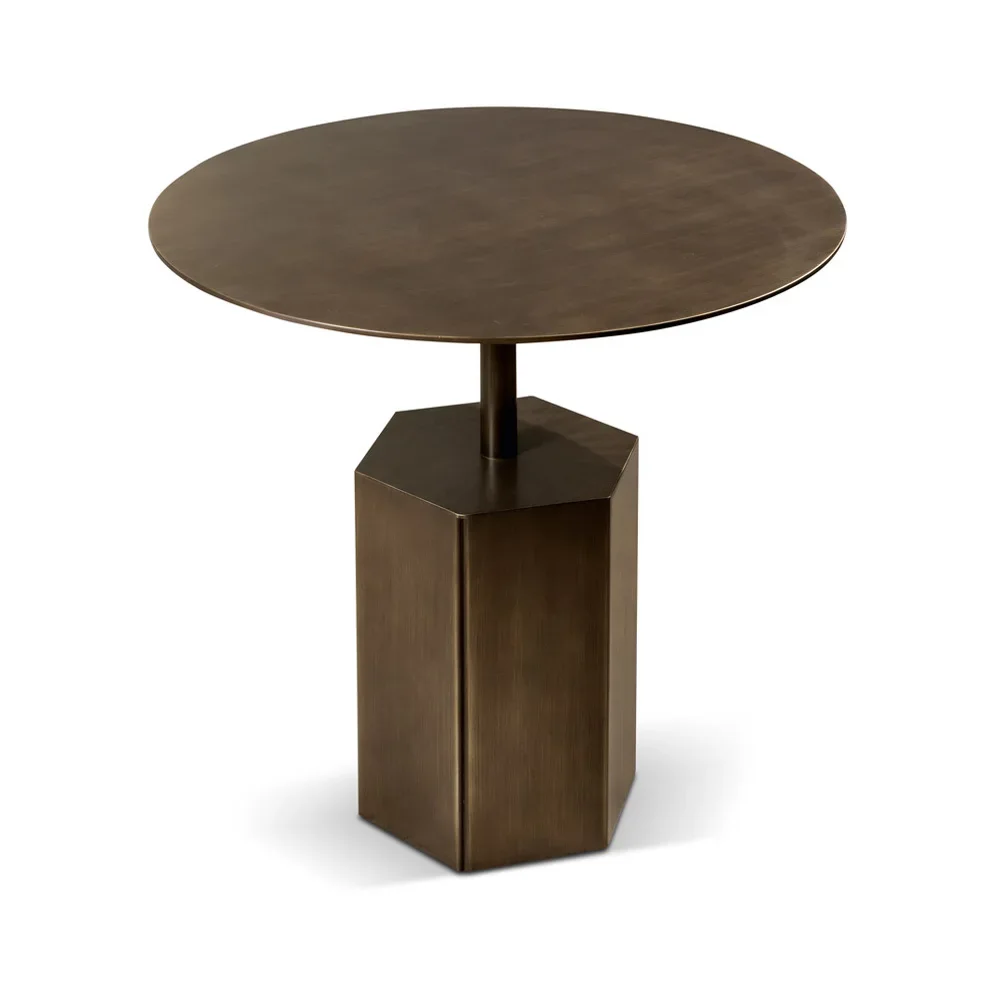 

Italian minimalist stainless steel metal old small side table, high-end customized home sofa light luxury small corner table